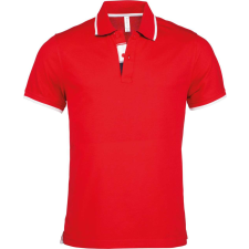 KARIBAN Férfi galléros piké póló, kontrasztcsíkos szélekkel, Kariban KA245, Red/White/Navy-3XL férfi póló