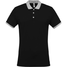 KARIBAN Férfi galléros piké póló, kontrasztos passzékkal, Kariban KA258, Black/Oxford Grey-M
