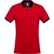 KARIBAN Férfi galléros piké póló, kontrasztos passzékkal, Kariban KA258, Red/Black-2XL férfi póló