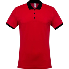 KARIBAN Férfi galléros piké póló, kontrasztos passzékkal, Kariban KA258, Red/Black-M