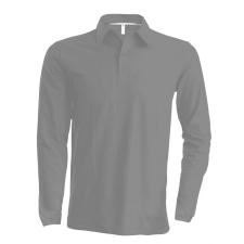KARIBAN Férfi galléros póló Kariban KA243 Men&#039;S Long-Sleeved polo Shirt -3XL, Oxford Grey férfi póló