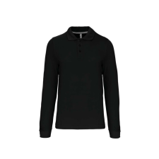 KARIBAN Férfi hosszú ujjú galléros piké póló, Kariban KA243, Black-XL férfi póló