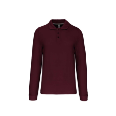KARIBAN Férfi hosszú ujjú galléros piké póló, Kariban KA243, Wine-2XL