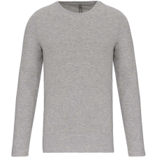 KARIBAN férfi hosszú ujjú kereknyakú sztreccs póló KA3016, Light Grey Heather-L férfi póló