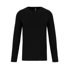 KARIBAN Férfi hosszú ujjú kereknyakú sztreccs póló, Kariban KA3016, Black-3XL férfi póló