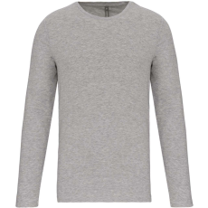 KARIBAN Férfi hosszú ujjú kereknyakú sztreccs póló, Kariban KA3016, Light Grey Heather-XL