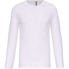 KARIBAN Férfi hosszú ujjú kereknyakú sztreccs póló, Kariban KA3016, White-3XL