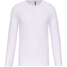 KARIBAN Férfi hosszú ujjú kereknyakú sztreccs póló, Kariban KA3016, White-XL férfi póló