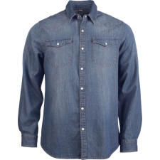 KARIBAN Férfi ing Kariban KA519 Men&#039;S Long-Sleeved Denim Shirt -XL, Blue Jean férfi ing