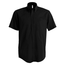 KARIBAN Férfi ing Kariban KA531 Short-Sleeved Cotton/Elastane Shirt -L, Black