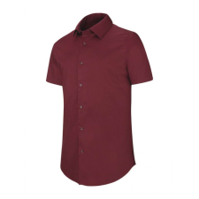 KARIBAN Férfi ing Kariban KA531 Short-Sleeved Cotton/Elastane Shirt -M, Wine férfi ing