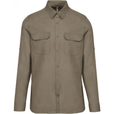 KARIBAN Férfi ing Kariban KA590 Men'S Long-Sleeved Safari Shirt -L, Light Khaki