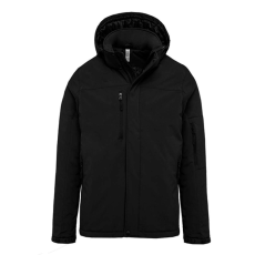 KARIBAN Férfi kapucnis, bélelt softshell kabát, Kariban KA650, Black-2XL