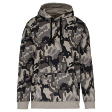 KARIBAN Férfi kapucnis pulóver, Kariban KA476, Grey Camouflage-XS férfi pulóver, kardigán