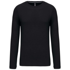 KARIBAN Férfi kereknyakú hosszú ujjú pamut póló, Kariban KA359, Black-3XL férfi póló