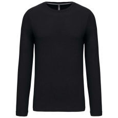 KARIBAN Férfi kereknyakú hosszú ujjú pamut póló, Kariban KA359, Black-XL