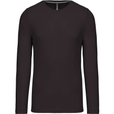 KARIBAN Férfi kereknyakú hosszú ujjú pamut póló, Kariban KA359, Dark Grey-XL férfi póló