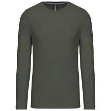 KARIBAN Férfi kereknyakú hosszú ujjú pamut póló, Kariban KA359, Dark Khaki-2XL férfi póló