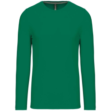 KARIBAN Férfi kereknyakú hosszú ujjú pamut póló, Kariban KA359, Kelly Green-XL