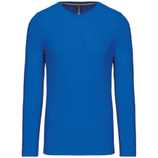 KARIBAN Férfi kereknyakú hosszú ujjú pamut póló, Kariban KA359, Light Royal Blue-XL férfi póló