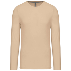 KARIBAN Férfi kereknyakú hosszú ujjú pamut póló, Kariban KA359, Light Sand-XL