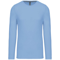 KARIBAN Férfi kereknyakú hosszú ujjú pamut póló, Kariban KA359, Sky Blue-3XL