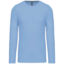 KARIBAN Férfi kereknyakú hosszú ujjú pamut póló, Kariban KA359, Sky Blue-XL férfi póló