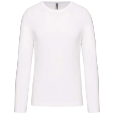 KARIBAN Férfi kereknyakú hosszú ujjú pamut póló, Kariban KA359, White-XL férfi póló