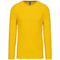 KARIBAN Férfi kereknyakú hosszú ujjú pamut póló, Kariban KA359, Yellow-3XL