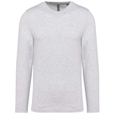KARIBAN Férfi kereknyakú hosszú ujjú póló, Kariban KA359, Ash Heather-3XL férfi póló