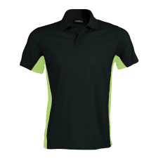 KARIBAN Férfi kétszínű rövid ujjú galléros piké póló, Kariban KA232, Black/Lime-2XL férfi póló