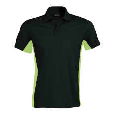 KARIBAN Férfi kétszínű rövid ujjú galléros piké póló, Kariban KA232, Black/Lime-3XL
