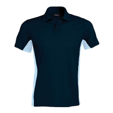 KARIBAN Férfi kétszínű rövid ujjú galléros piké póló, Kariban KA232, Navy/Sky Blue-3XL