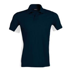 KARIBAN Férfi kétszínű rövid ujjú galléros piké póló, Kariban KA232, Navy/White-S