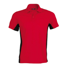KARIBAN Férfi kétszínű rövid ujjú galléros piké póló, Kariban KA232, Red/Black-M
