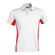 KARIBAN Férfi kétszínű rövid ujjú galléros piké póló, Kariban KA232, White/Red-M