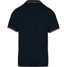 KARIBAN Férfi kontrasztcsíkos rövid ujjú galléros piké póló, Kariban KA250, Navy/Red/White-2XL