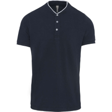 KARIBAN Férfi mandarin galléros rövid ujjú póló, Kariban KA223, Navy/White-XL