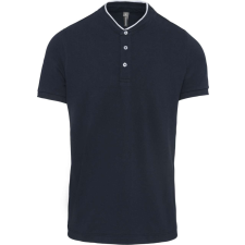KARIBAN Férfi mandarin galléros rövid ujjú póló, Kariban KA223, Navy/White-XS férfi póló