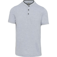 KARIBAN Férfi mandarin galléros rövid ujjú póló, Kariban KA223, Oxford Grey/Black-2XL