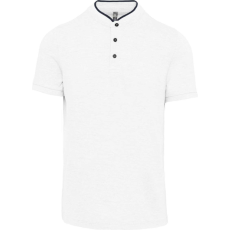 KARIBAN Férfi mandarin galléros rövid ujjú póló, Kariban KA223, White/Navy-L