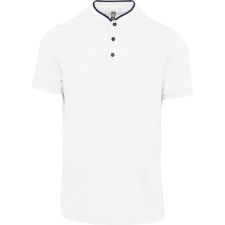 KARIBAN Férfi mandarin galléros rövid ujjú póló, Kariban KA223, White/Navy-XL férfi póló