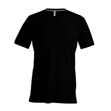 KARIBAN Férfi oldalvarrott V-nyakú rövid ujjó póló, Kariban KA357, Black-3XL férfi póló