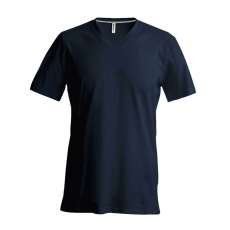 KARIBAN Férfi oldalvarrott V-nyakú rövid ujjó póló, Kariban KA357, Dark Grey-2XL