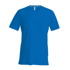 KARIBAN Férfi oldalvarrott V-nyakú rövid ujjó póló, Kariban KA357, Light Royal Blue-3XL