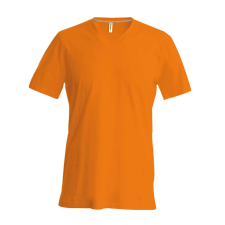 KARIBAN Férfi oldalvarrott V-nyakú rövid ujjó póló, Kariban KA357, Orange-2XL férfi póló