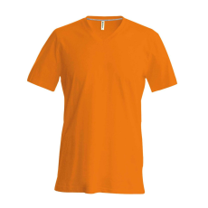 KARIBAN Férfi oldalvarrott V-nyakú rövid ujjó póló, Kariban KA357, Orange-XL