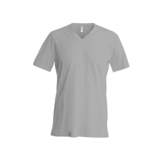 KARIBAN Férfi oldalvarrott V-nyakú rövid ujjó póló, Kariban KA357, Oxford Grey-2XL