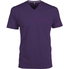 KARIBAN Férfi oldalvarrott V-nyakú rövid ujjó póló, Kariban KA357, Purple-4XL férfi póló