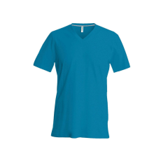 KARIBAN Férfi oldalvarrott V-nyakú rövid ujjó póló, Kariban KA357, Tropical Blue-4XL
